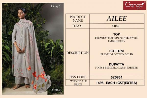 Ganga Ailee S0821 Cotton Printed Salwar Kameez Collection